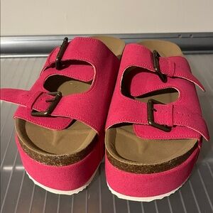 Pink Double Buckle Sandals